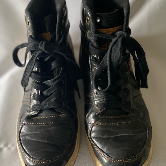 🥳🥳HP🥳🥳 Men’s Levi's  Stanton Burnished BT Hi Top Sneaker Black/Tan Size 8.5 - Picture 9 of 9